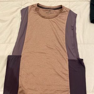 Asymmetrical Lululemon and Robert Gellrr colab t shirt